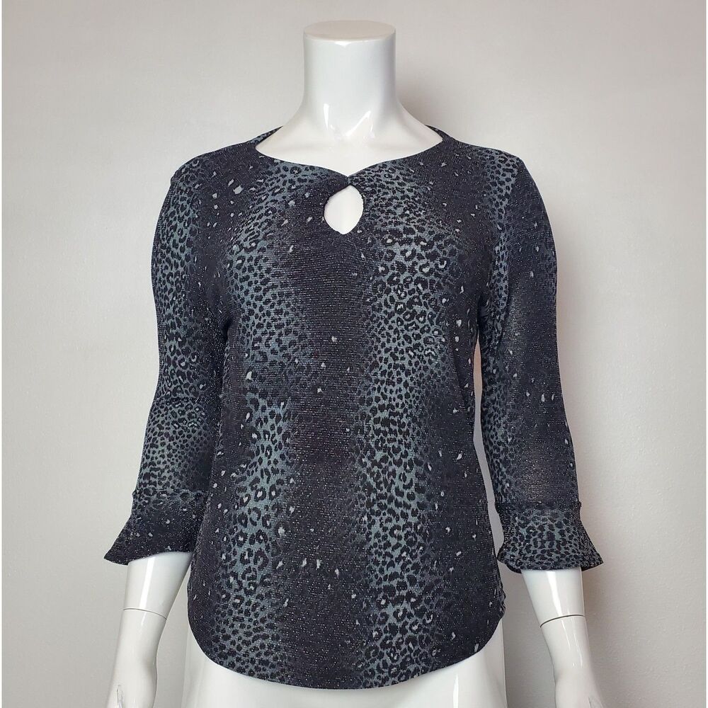 Vintage Y2K Vivi Black Leopard Print Keyhole Top